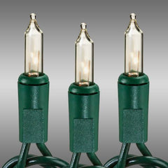 34 ft. - Green Wire - Christmas Mini Light String - (100) Clear Bulbs - 4 in. Bulb Spacing