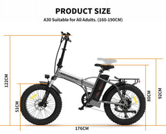 Aostirmotor Folding Electric Bike 20 in Fat Tire, with 750W Motor, 48V 12.5AH Removable Lithium Battery, Ebikes for Adults UL2849