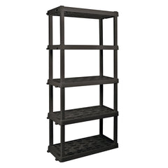 Hyper Tough Large 5-Tier Shelving Unit, W36 x D18 x H74" Interlocking Multipurpose Organizer, Black, Pack of 2