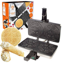 MasterChef Krumkake Baker - Make 2 Krumkake Pizzelle Like Cookies, Great for Cannoli Filling & Cones, Fun Nonstick Kitchen Appliance