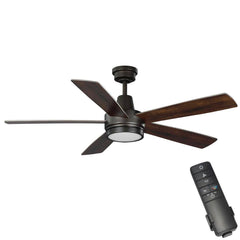 Hampton Bay 52132 Fanelee 54 in. White Color Changing LED Bronze Smart Ceiling Fan with Light Kit and Remote Powered by Hubspace