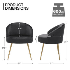 Monibloom Velvet Accent Chair, Modern Upholstered Single Sofa Side Chair, Comfy Barrel Club Living Room Armchair with Golden Metal Legs
