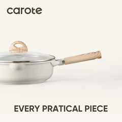 Carote Nonstick Cookware Set 21-Piece, Kitchen Pots and Pans Set, Stay - Cool Handles, Induction Compatible, Cookware Set for RV and Camping, Beige