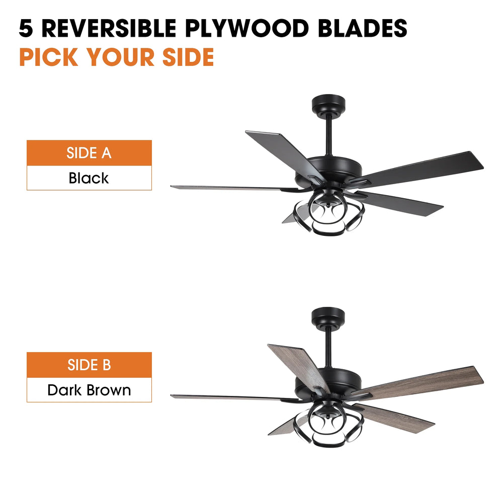 Parrot Uncle 52 - Inch Contemporary Chrome Ceiling Fan with Integrated LED Lights and Remote Control