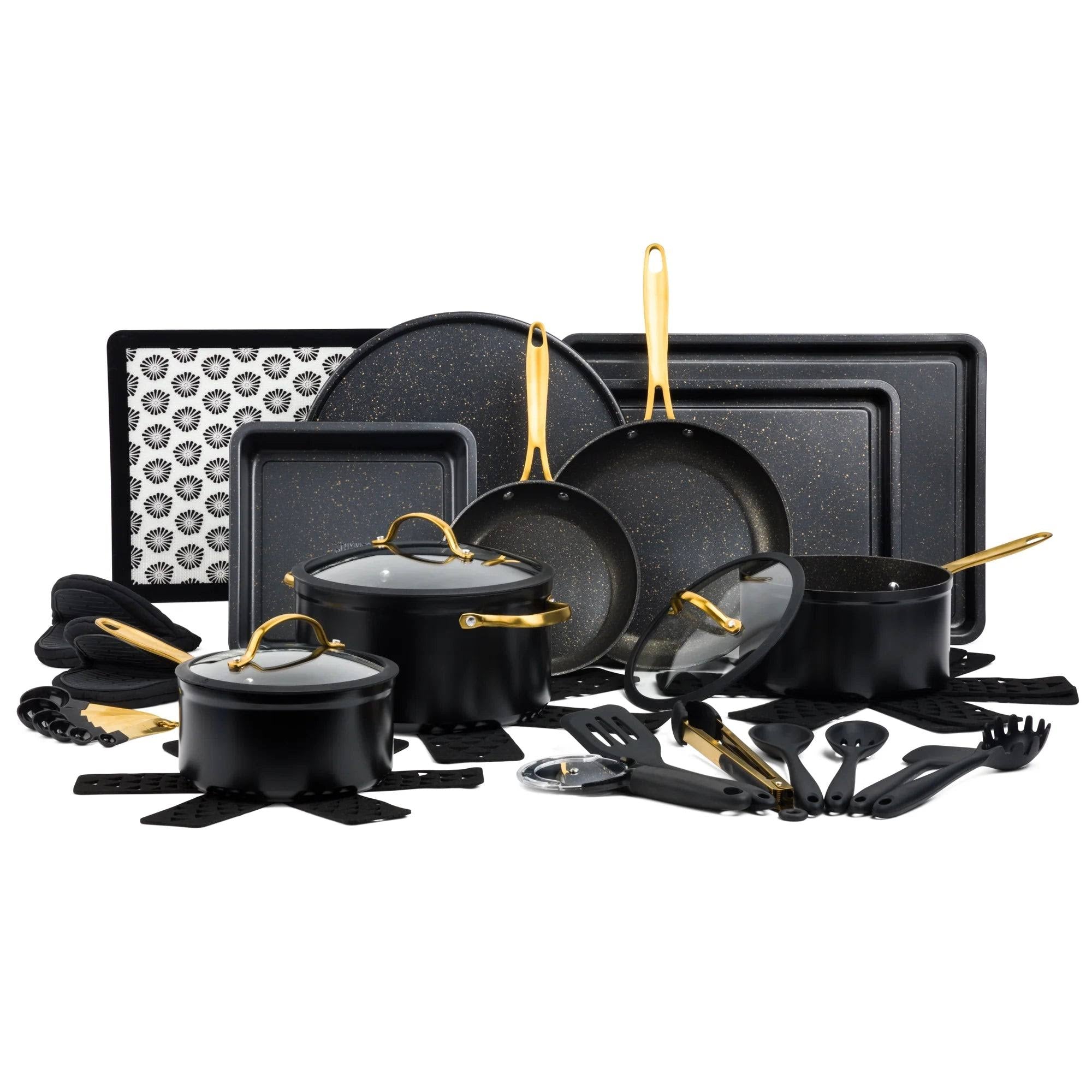 Thyme & Table 32-Piece Cookware & Bakeware Non - Stick Set, Black
