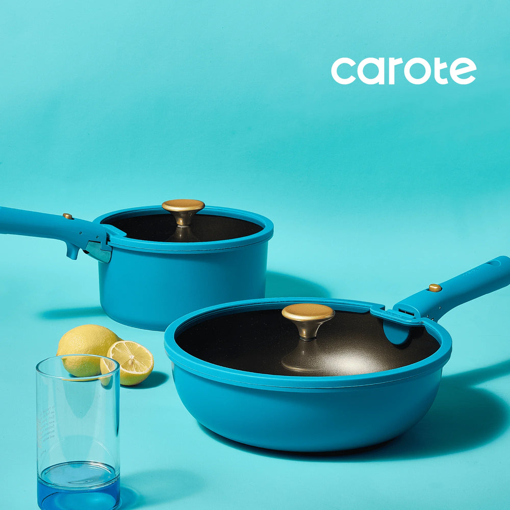 Carote 20 Pcs Nonstick Cookware Sets, Pots and Pans Set with Detachable Handles, Oven Safe, Induction Cookware, Stackable Kitchen Cooking Set, Ultra