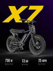 MACFOX X7 Adult Electric Bike, 750W E - Bike, 25 MPH, 48V 13ah Removable Battery, 35 - Mile Range, Hydraulic Brakes, Upgraded 20x5.0 Wide Rear Tire