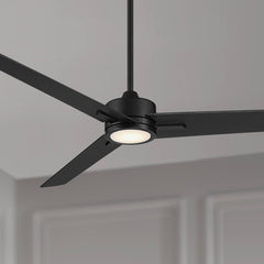 60" Casa Vieja Monte Largo Modern 3 Blade Indoor Ceiling Fan with Dimmable LED Light Remote Control Matte Black for Living Room Kitchen House