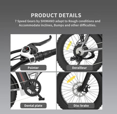 Aostirmotor Folding Electric Bike 20 in Fat Tire, with 750W Motor, 48V 12.5AH Removable Lithium Battery, Ebikes for Adults UL2849