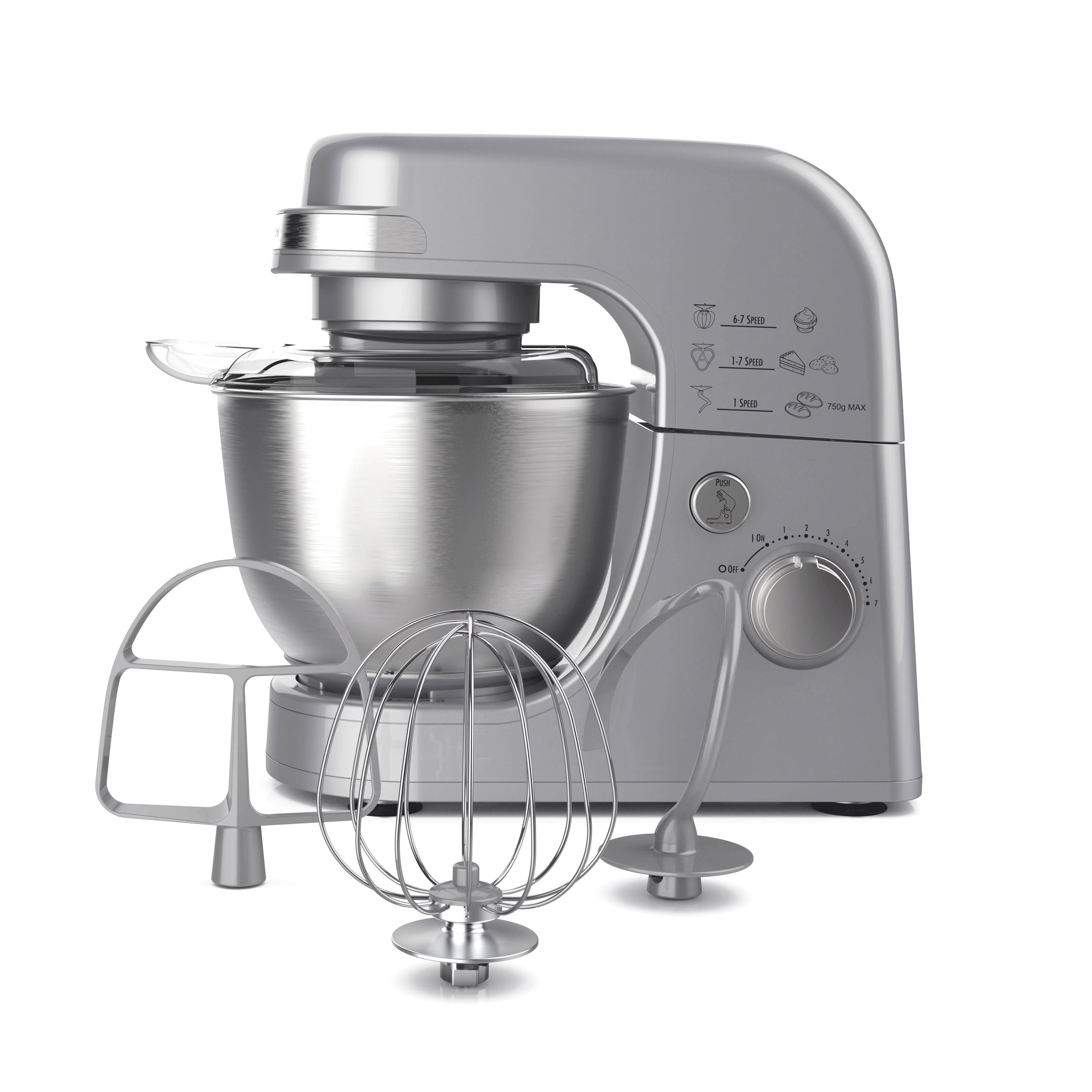 Hamilton Beach 4 Quart Stand Mixer for Kitchen, 7 Speeds, Tilt - Head, Dough Hook, Whisk & Flat Beater, White