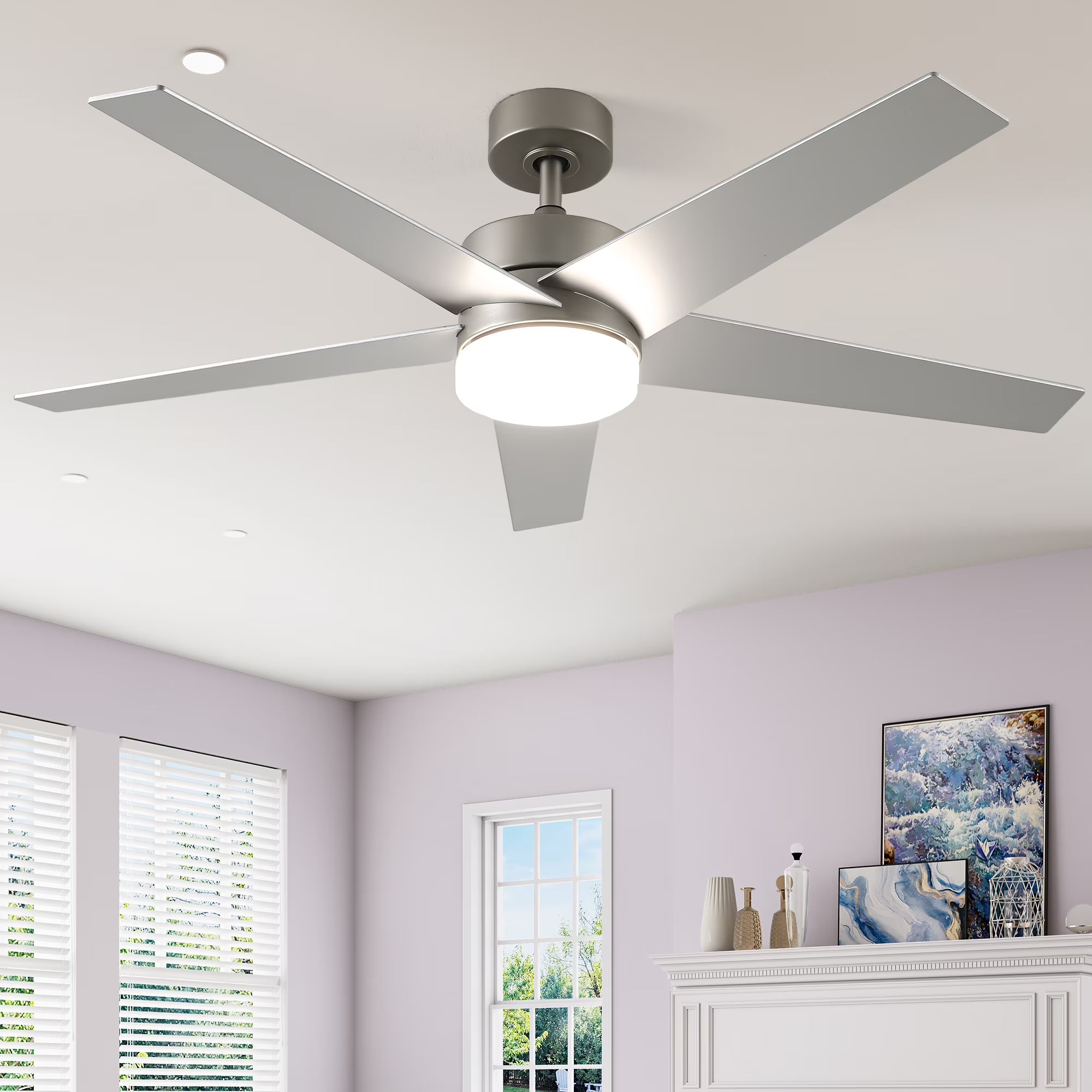 Uforic 52" Modern Ceiling Fan with Lights and Remote Control, 5 - Blade Ceiling Fan