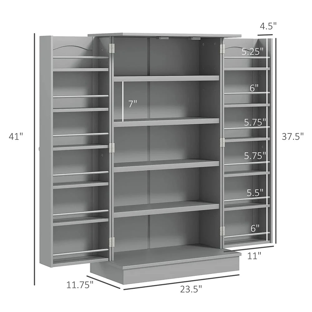 Spaco 17-Tier Kitchen Small Pantry Cabinet with 2 Doors and 6 Adjustable Shelves, Cabinet Pantry, Freestanding 5-Tier Shelving Pantries