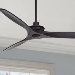 Casa Vieja 52" Windspun Modern Indoor 3 Ceiling Fan with Remote Control Matte Black Solid Wood for Living Room Kitchen House Bedroom Family Dining