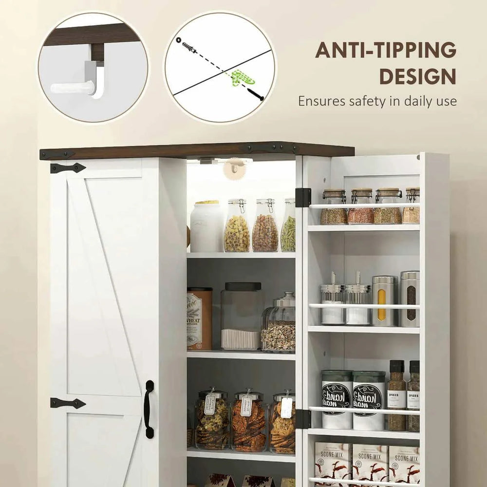 Spaco 17-Tier Kitchen Small Pantry Cabinet with 2 Doors and 6 Adjustable Shelves, Cabinet Pantry, Freestanding 5-Tier Shelving Pantries