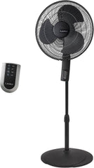 Lasko Oscillating Pedestal Fan, Thermostat, Adjustable Height, Remote Control, Timer, 4 Speeds, for Bedroom, Living Room, Office & Dorm, 16", Black