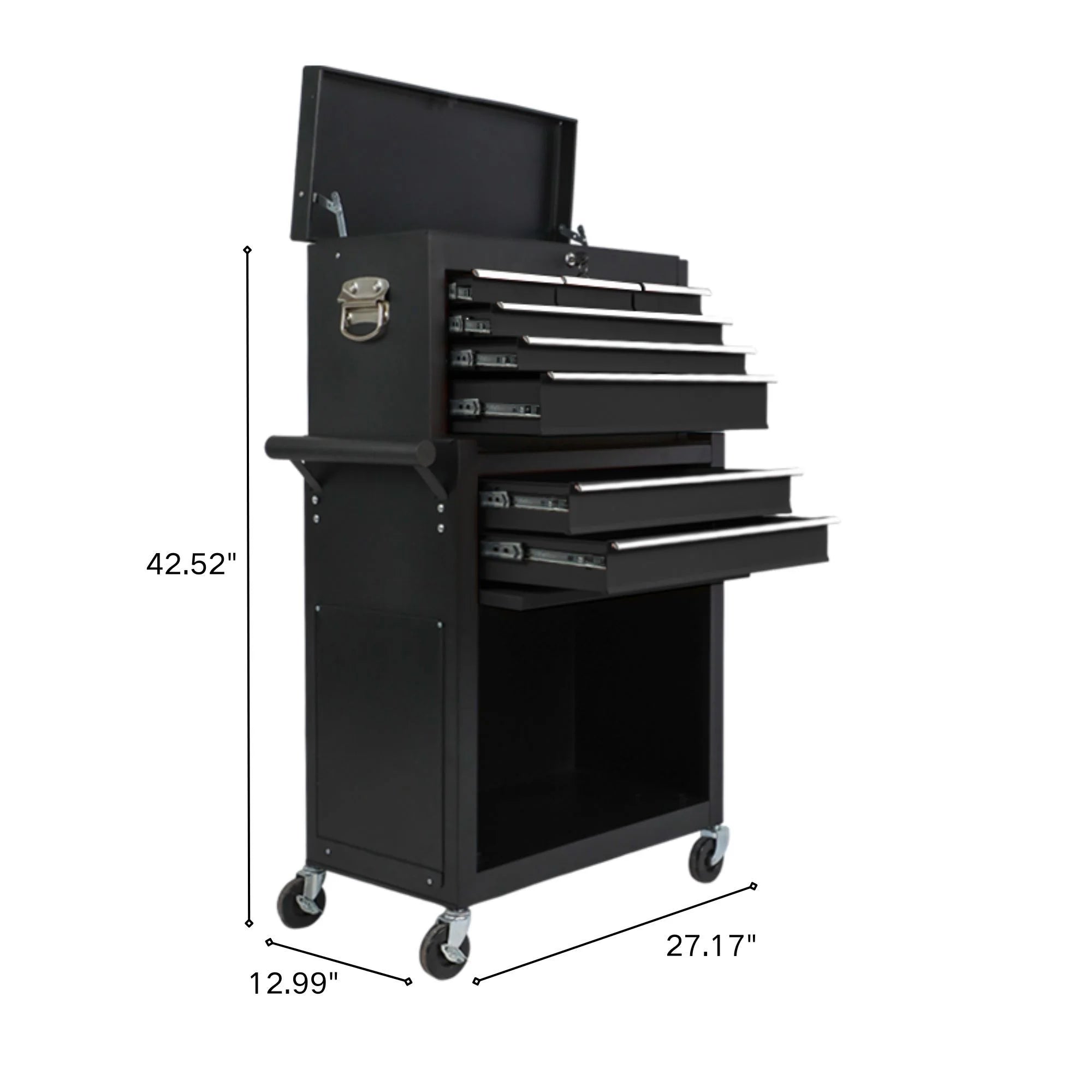 8 Drawer Large Capacity Rolling Toolbox, Detachable Cabinet Storage Tool Chest with Wheels, Tool Storage Cabinet with Lock for Workshop Garage