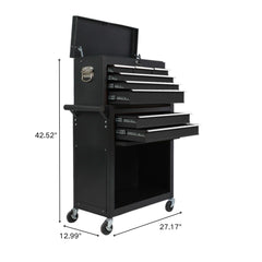 8 Drawer Large Capacity Rolling Toolbox, Detachable Cabinet Storage Tool Chest with Wheels, Tool Storage Cabinet with Lock for Workshop Garage