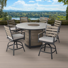 Agio Nicolet 7-Piece Fire Outdoor Patio High Dining Set