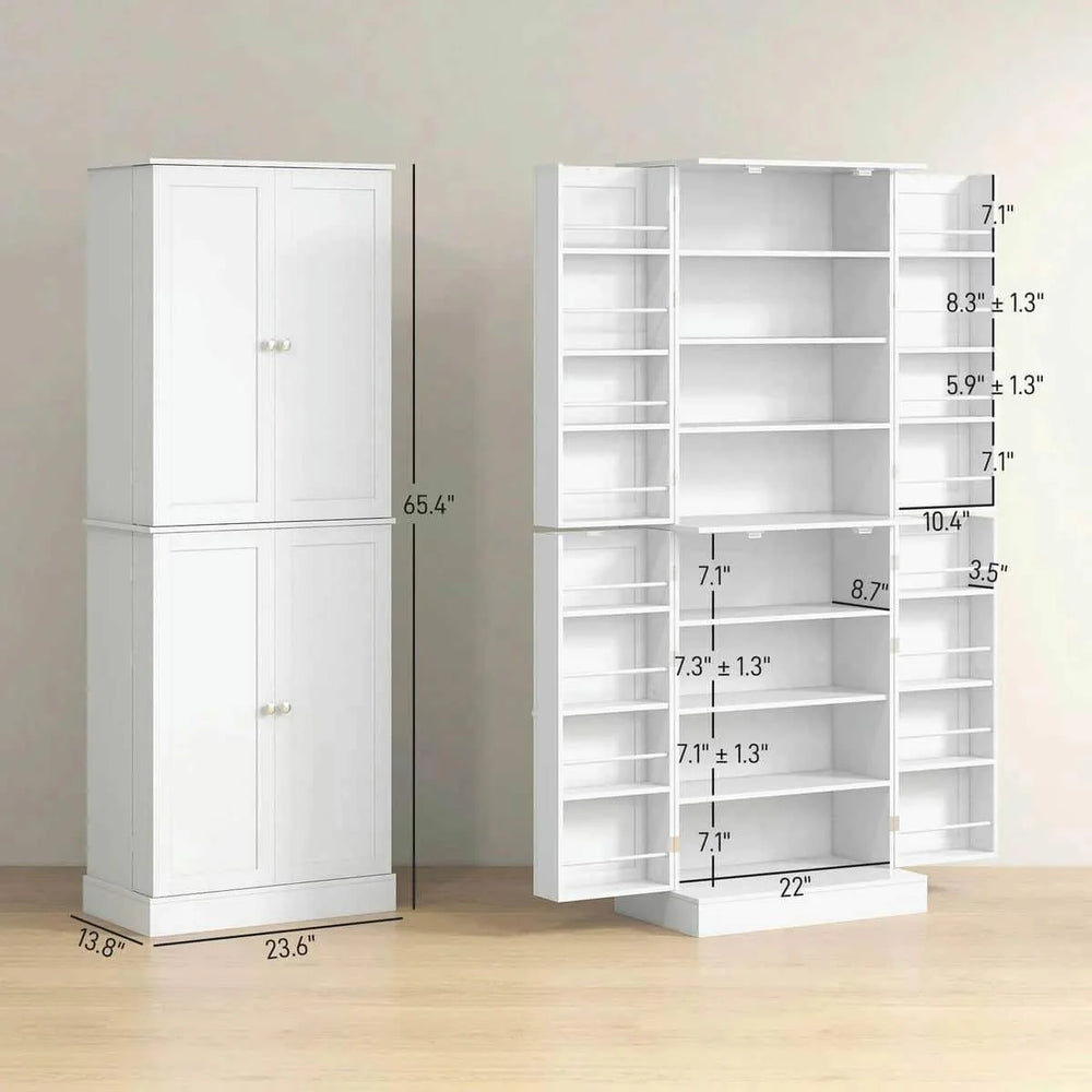 Spaco 17-Tier Kitchen Small Pantry Cabinet with 2 Doors and 6 Adjustable Shelves, Cabinet Pantry, Freestanding 5-Tier Shelving Pantries