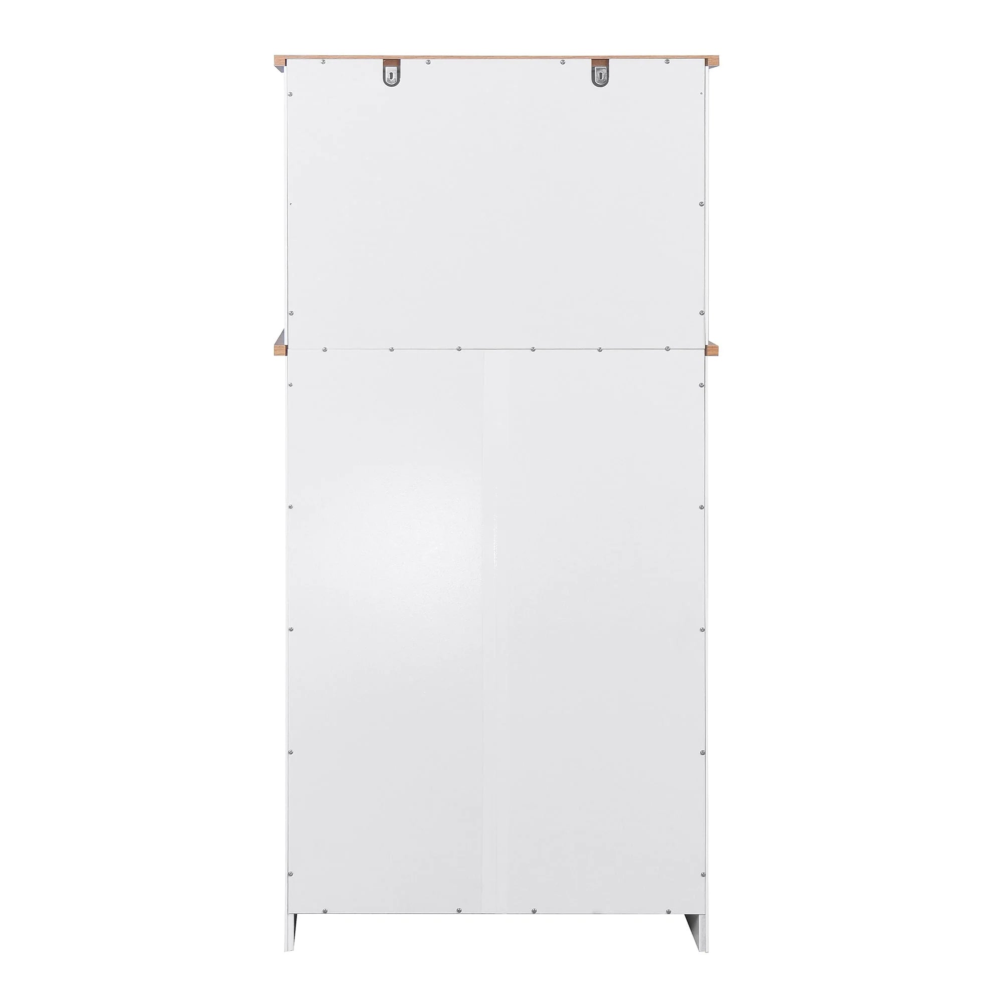 Kitchen Storage Cabinet Pantry Cabinet, White Storage Cupboard Pantry with 2 Doors, 2 Drawers & Microwave Shelf, Freestanding Kitchen Storage Buffet