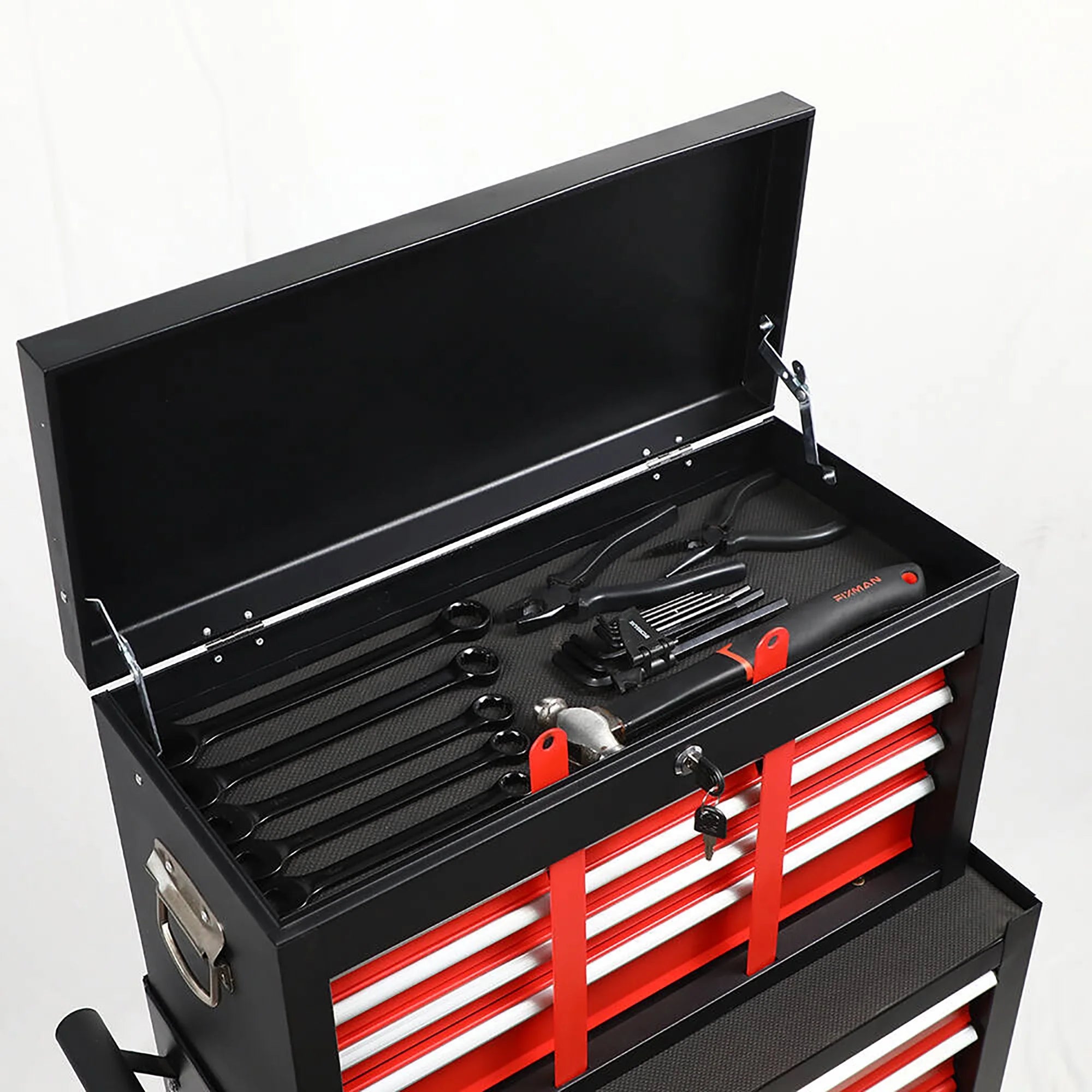8 Drawer Large Capacity Rolling Toolbox, Detachable Cabinet Storage Tool Chest with Wheels, Tool Storage Cabinet with Lock for Workshop Garage