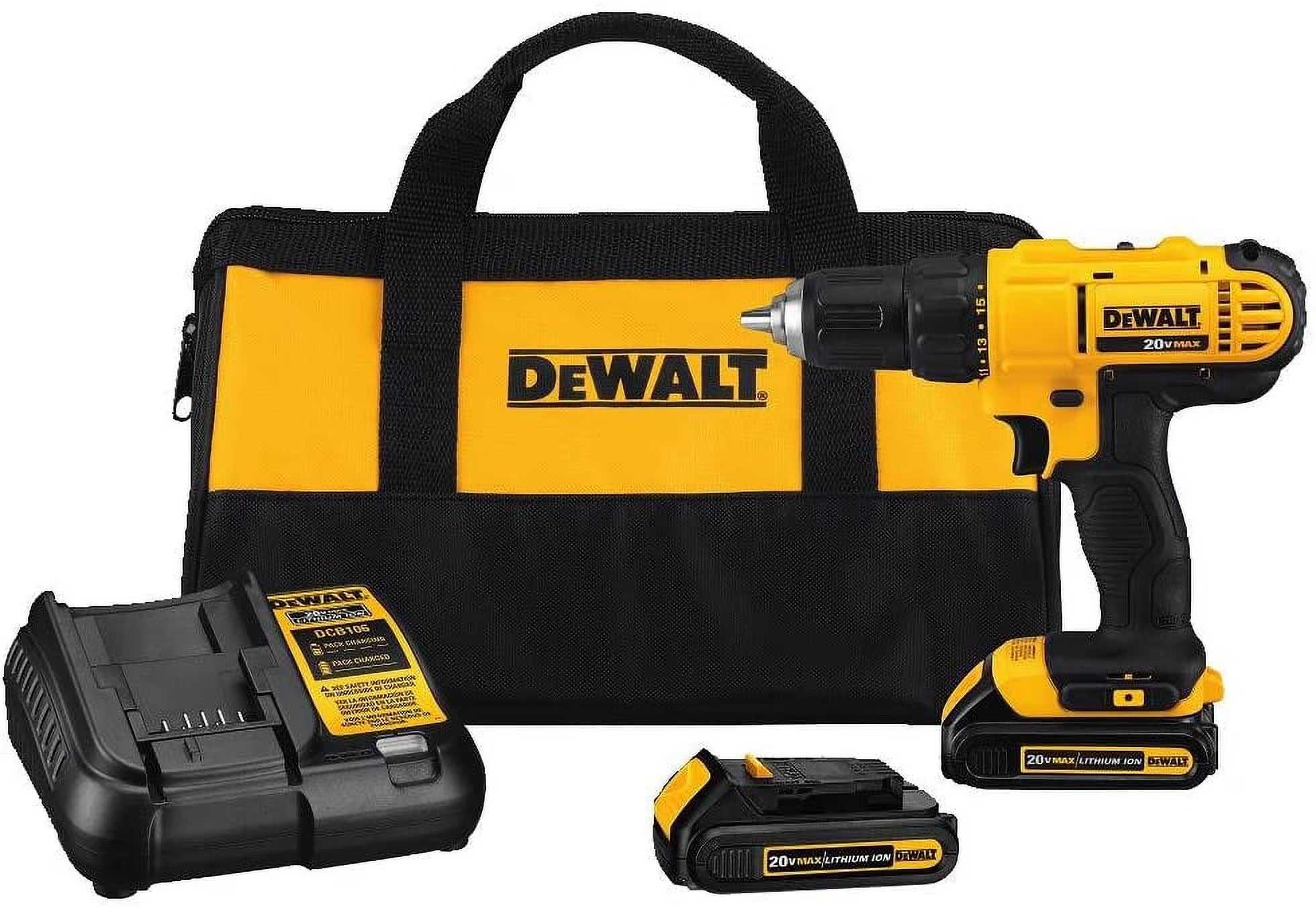 DEWALT 20V Max Cordless Drill/Driver Kit, Compact, 1/2 - Inch (DCD771C2), Yellow