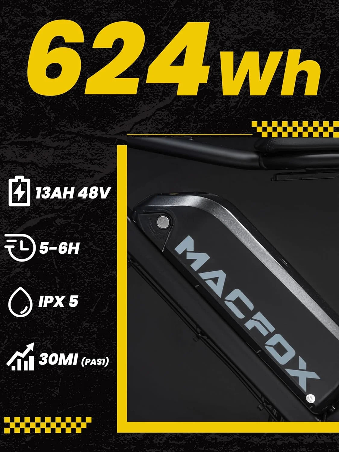 MACFOX X7 Adult Electric Bike, 750W E - Bike, 25 MPH, 48V 13ah Removable Battery, 35 - Mile Range, Hydraulic Brakes, Upgraded 20x5.0 Wide Rear Tire