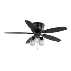 Hampton Bay 52974 Stoneridge 52 in. Indoor/Outdoor LED Matte Black Hugger Ceiling Fan with Light Kit and 5 Reversible Blades Included