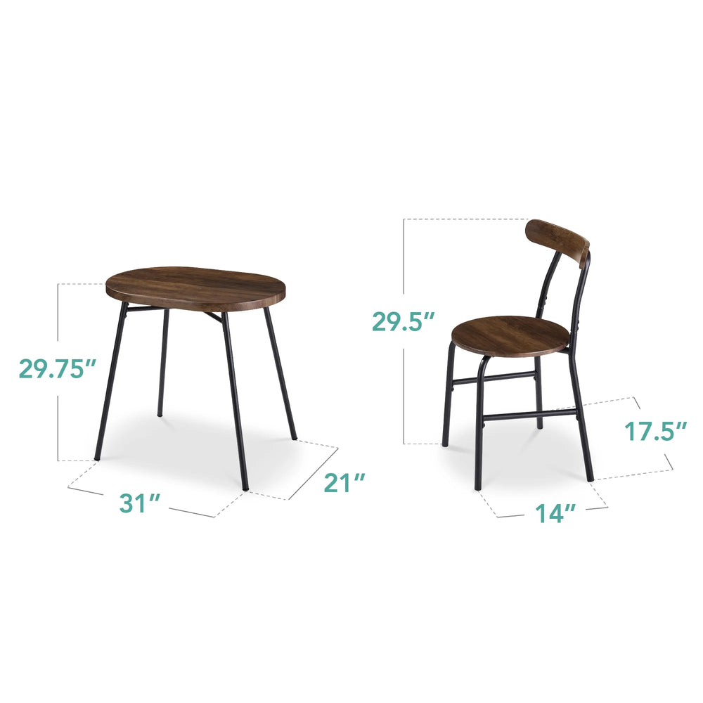 Best Choice Products 3 Piece Modern Oval Dining Table Set, Small Kitchen Dinette W/ 2 Chairs Black/Black