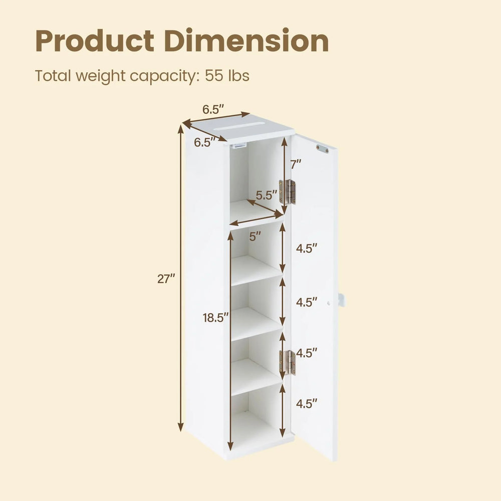 Tangkula Slim Bathroom Storage Cabinet with Door