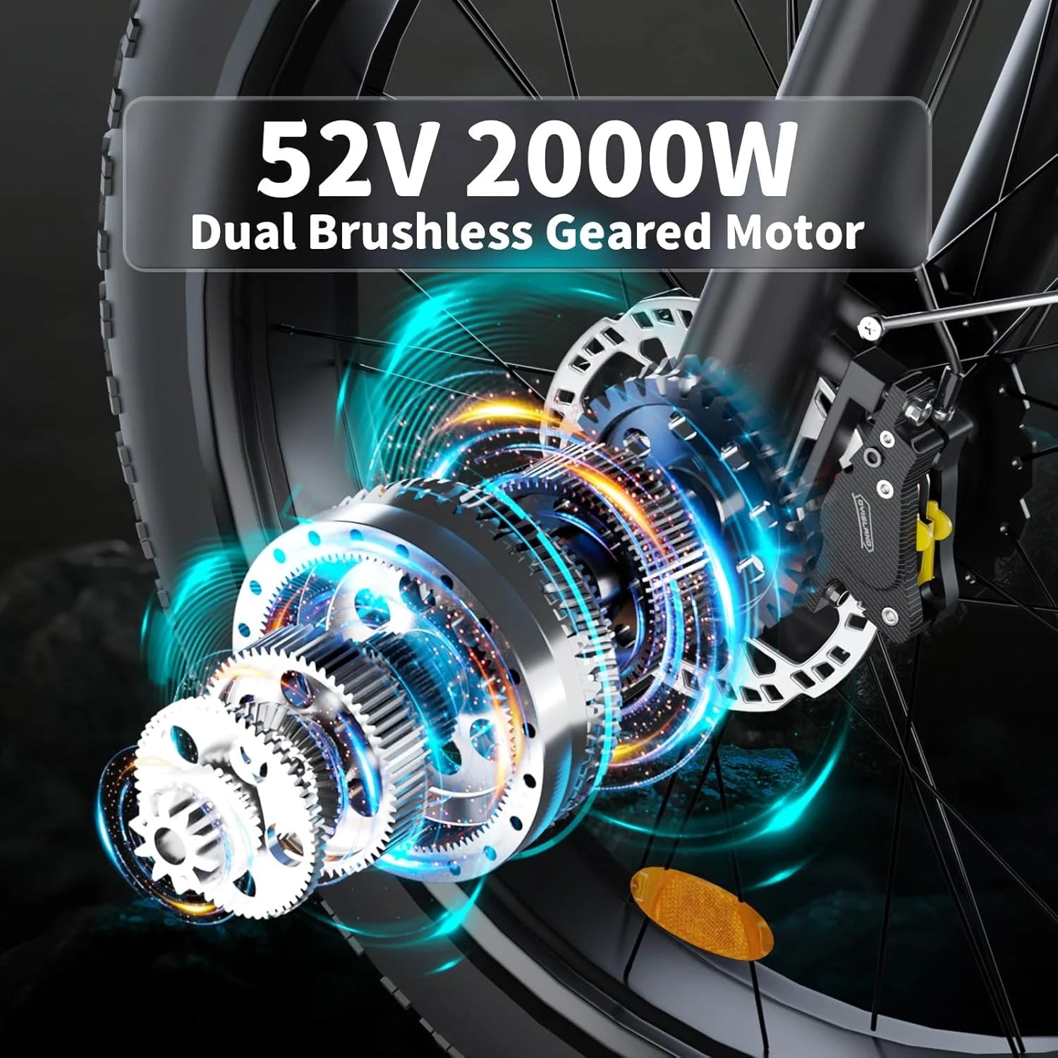Fat Tire E - Bike 2000W Ebike for Adults, 52V 22.4AH Battery Dual Motor 26" Full Suspension Electric Bicycles 35MPH AWD Mountain E Bike Hydraulic Brakes
